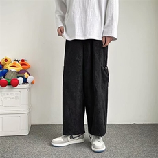 坠感阔腿工装裤男韩版潮流潮牌大口袋宽松休闲裤直筒K2980-p35，男装休闲裤，星座1008-1