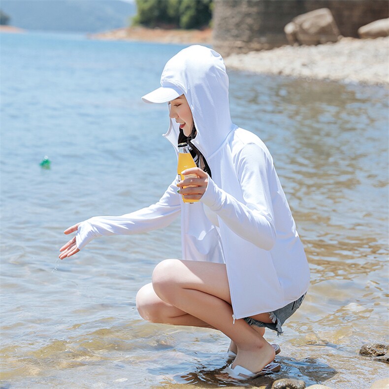 防晒衣女短款2024新款户外防紫外线防晒外套护手腕皮肤衣服薄,女装防晒衣,可可小西
