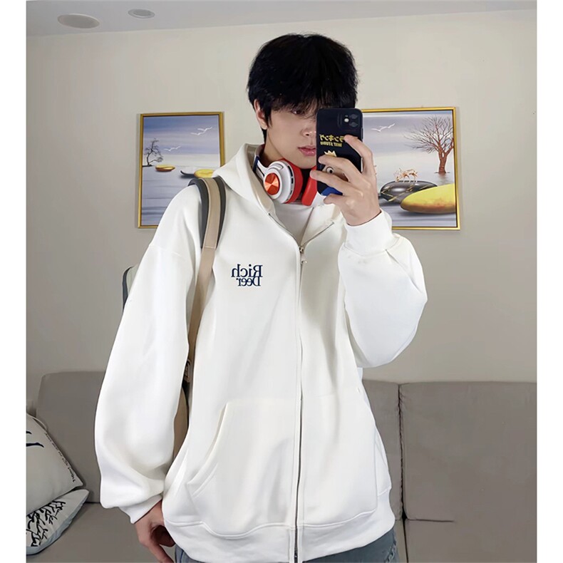 抖音得物高品质350克秋冬双头双拉链卫衣开衫外套AW7402,女装短外套,电商A443