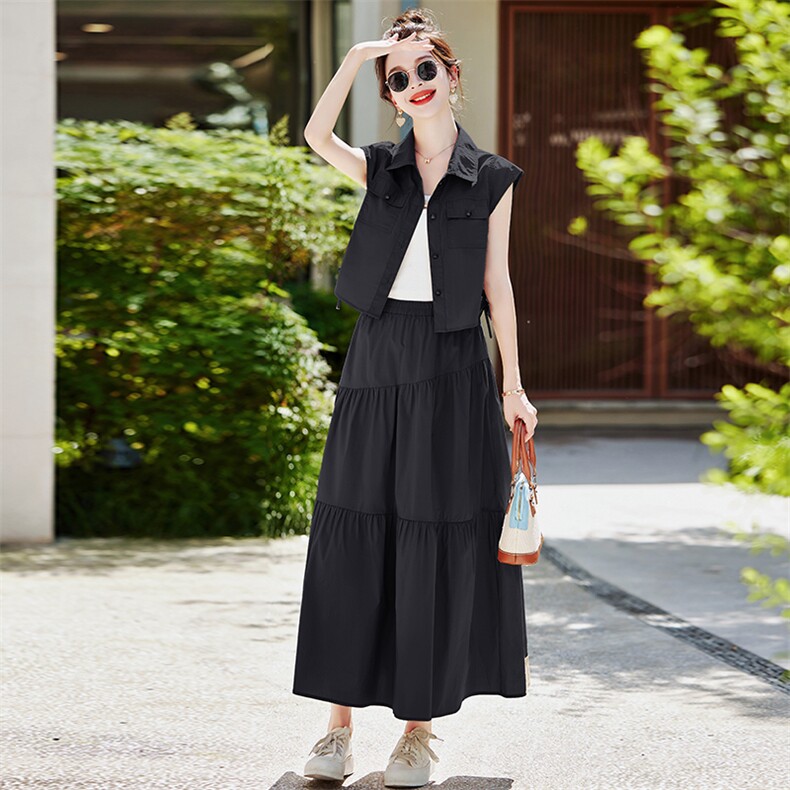 休闲洋气短袖衬衫半裙套装2025夏季新款百搭宽松显瘦套装,女装套装/套裙,难舍钰依