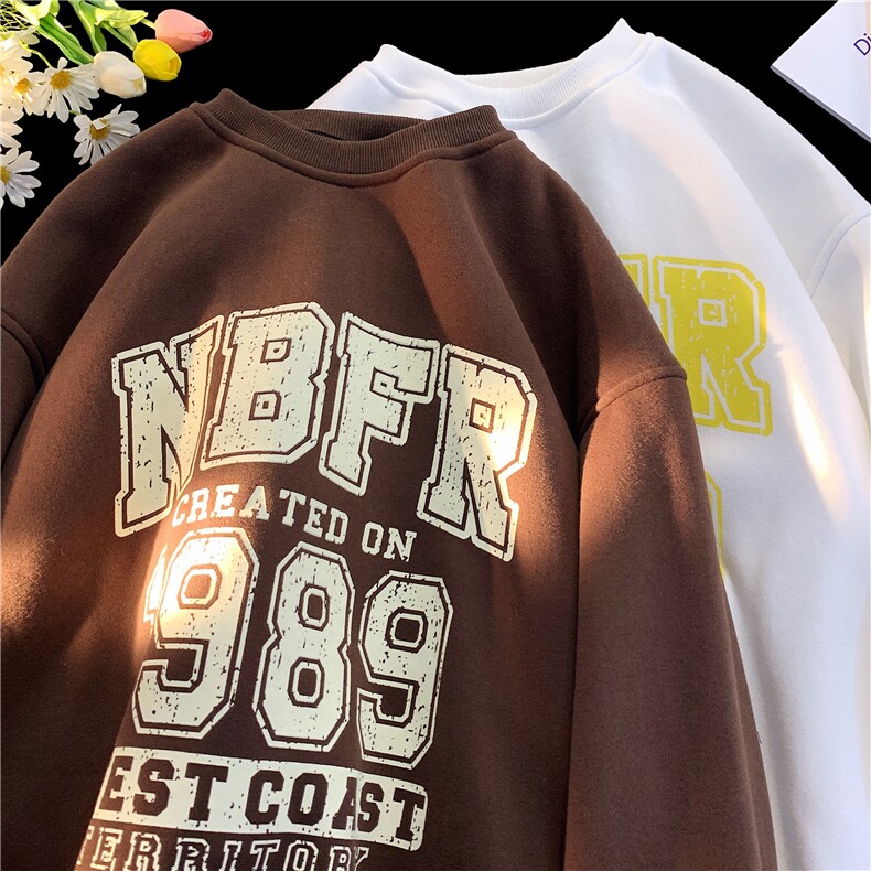 秋季大码卫衣ins港风宽松圆领百搭印花外套X5518-毛毯图-P55-限68,女装短外套,电商A061-1