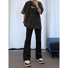高点击！！！纯黑色微喇叭牛仔裤修身弹力KZ06-P55，男装牛仔裤，星座310A-4
