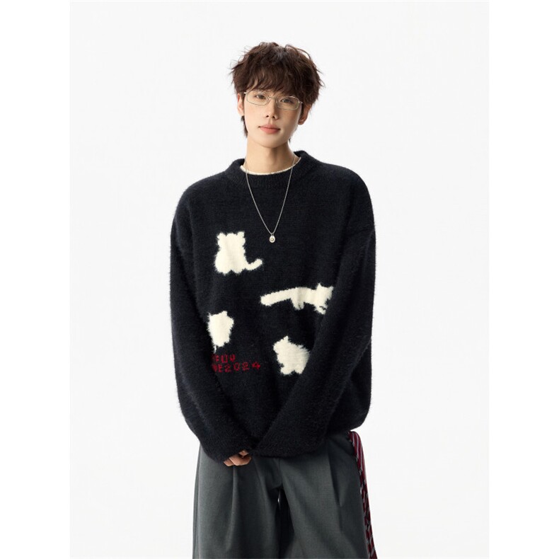 潮牌圆领毛衣冬季美式慵懒风情侣，MY5-P55-控98，男装针织衫/毛衣，星座603