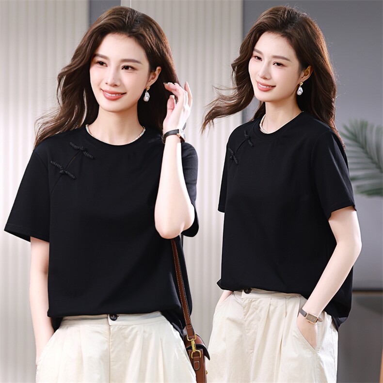 2024夏季新款盘扣T恤，女装T恤，小林双子