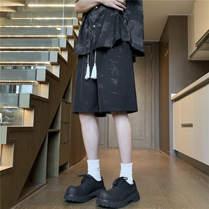 深度库存新中式满身印花冰丝裤男垂感速干裤宽松短裤DK49-特批25图片