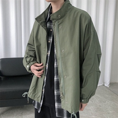 现货水洗棉立领夹克日系宽松工装休闲外套A114-P90，男装夹克，电商A351