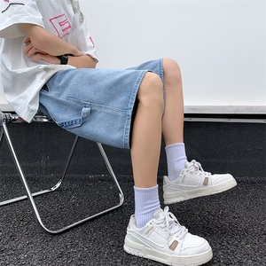 牛仔裤纯色水洗短裤男休闲侧设计中裤机能户外五分裤子 N3233图片