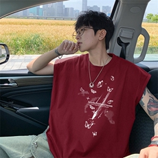可48小时发货支持抖音得物来样二开240克重磅美式纯棉背心无袖t恤，男装T恤，电商A486