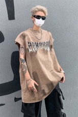 水洗做旧无袖T恤美式夏季坎肩男装背心/马甲XZ514-2-202436-P58，男装背心/马甲，星座514-2(原B239)