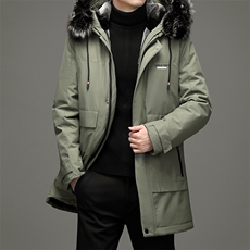 21羽绒服男士中长款厚款男连帽毛领宽松保暖冬季百搭HB21937-P445，男装羽绒服，电商B212（原钱塘6029）