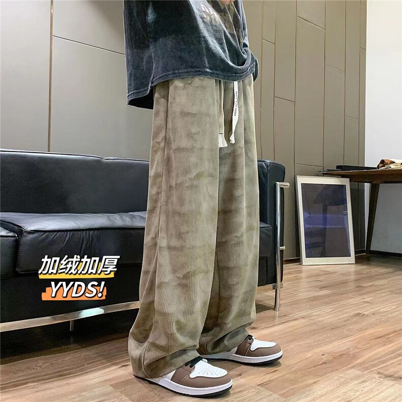 灯芯绒扎染工艺新款休闲裤男宽松D329-QM534-薄款55-加绒P65-控88,男装卫衣,电商D329