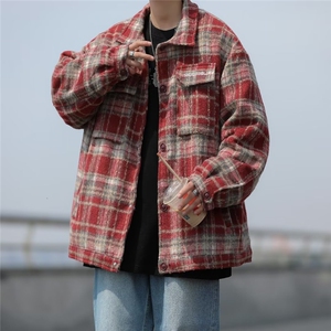 格子夹克男女韩版潮流痞子帅气2023秋冬新款ins宽松外套W5024-P57图片