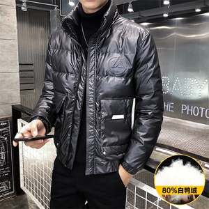 312A-9903-P175 2025冬季新款时尚羽绒服韩版皮外套男80%白鸭绒A图片