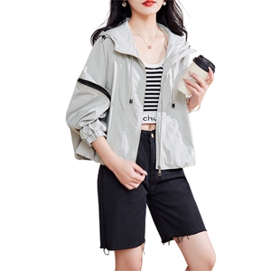 现货-新品】宽松休闲短外套女2024年春装新款潮流时尚连帽外套图片