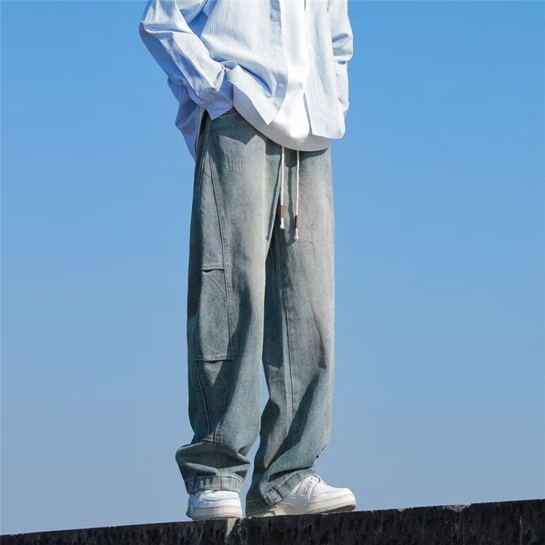 1506-1/KK301牛仔/P44字母牛仔裤嘻哈ins潮高街潮流痞帅长裤男图片