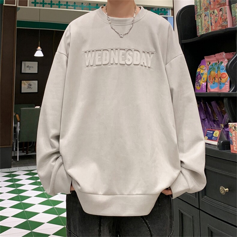 W110/P35春装新款现货纯色卫衣男长袖T恤大码潮男宽松上衣,男装T恤,电商基地A050