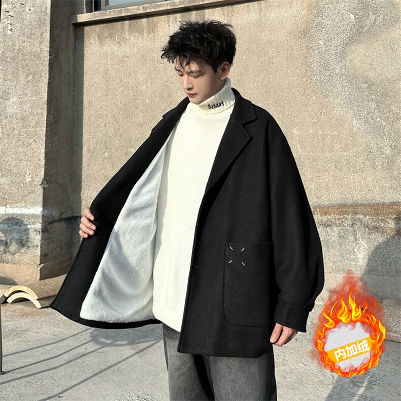 加绒加厚毛呢大衣西装外套潮504-F61-P75控118（加绒P85控128），男装毛呢大衣，星座504