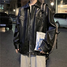 皮衣夹克韩版潮流帅气上衣港风ins宽松百搭外套工装W1316-P60，男装夹克，星座512-4