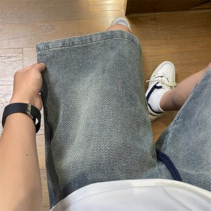 星空纹牛仔短裤男女夏季薄款2026新款美式高街直筒五分裤D2255图片