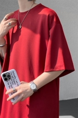 8XL-M高品质重磅棉光版纯色短袖T恤百搭款半截袖五分袖DX332特P23，男装T恤，电商D206-1