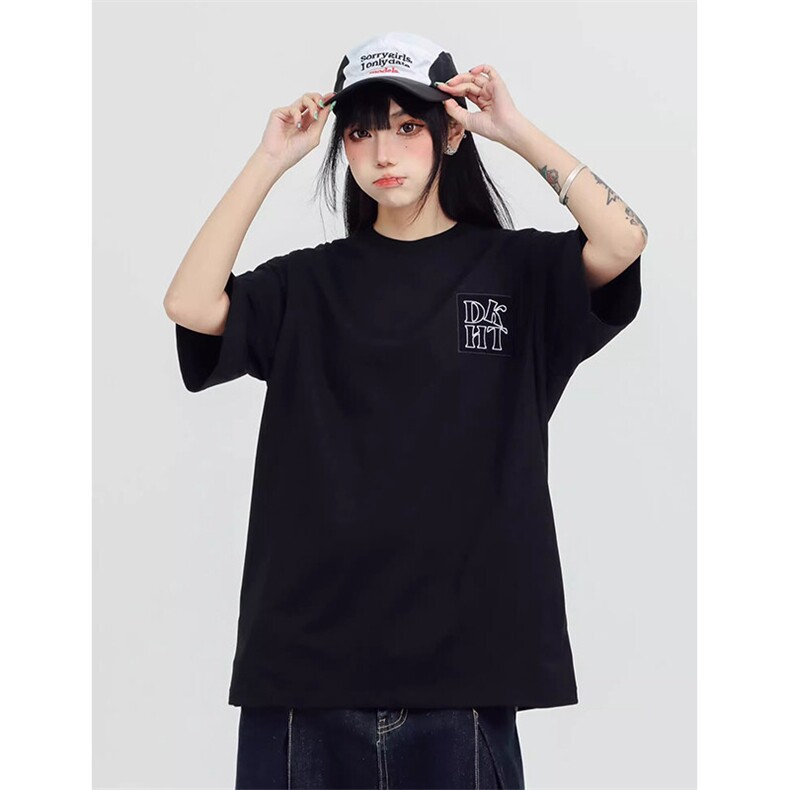 万针全刺绣工艺抖音得物高品质260克重磅纯棉双纱美式高街短袖T恤,男装T恤,电商A486
