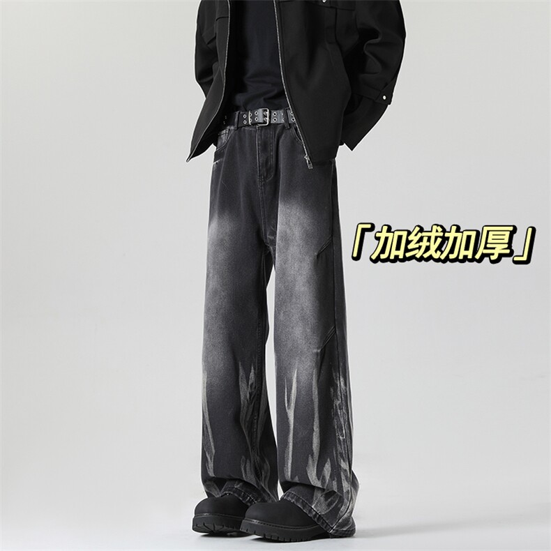 新款美式扎染加绒加厚牛仔裤K1244加绒特P45控88，常规特P40控78图片