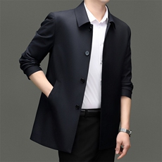 HY88603男士中长款羊毛精品行政夹克风衣外套商场品质，男装风衣，钱塘207-1