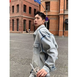 25春复古高街水洗设计感做旧短款牛仔外套潮牌宽松夹克JKK05p75特图片