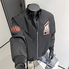 2025秋美式潮牌棒球领飞行夹克男士宽松休闲运动服外套W6696-P60，男装夹克，星座412-1