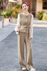 小香风三件套装女2025春新款高级感独特衬衫马甲一整套，女装套装/套裙，沁沁公主