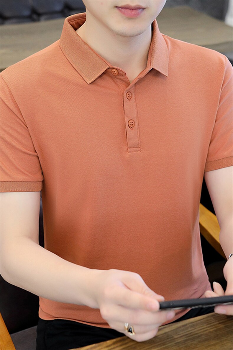 夏季新款短袖T恤男纯色翻领上衣中青年男士休闲半袖体恤衫,男装T恤,电商B212（原钱塘6029）