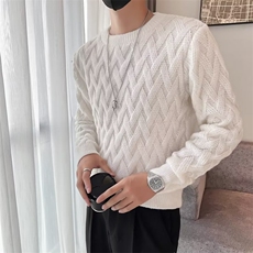 圆领毛衣男生宽松休闲慵懒风毛衫线衣菱形时尚打底针织衫MY601，男装针织衫/毛衣，星座1116A-2（原606A-1）