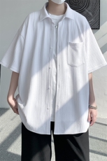 2023夏季大码冰丝透气垂坠感衬衣男休闲宽松百搭短袖衬衫C844-P45，男装衬衫，电商A001