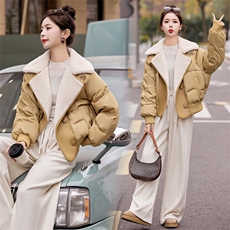现货可推2024冬季新款毛领修宽松显瘦短款白鸭绒羽绒服女，女装羽绒服，韩宇舍