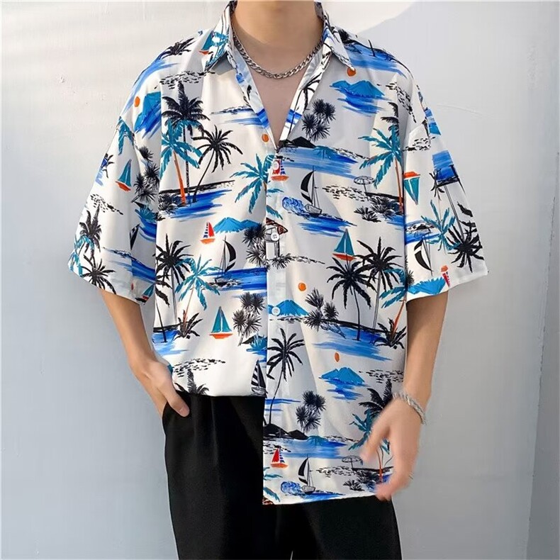 夏威夷风三亚泰短袖花衬衫男海南岛休闲沙滩服T5110-P26,男装衬衫,星座1109-3