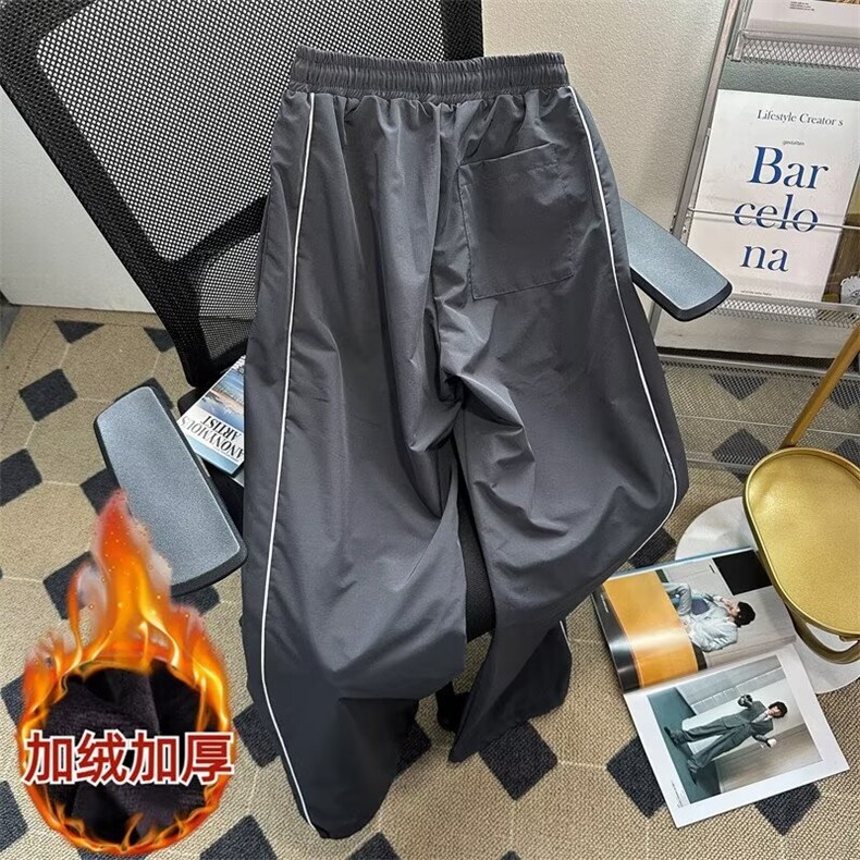 加绒加厚冬款冲锋休闲裤条纹抽绳滑雪登山冲锋保暖长裤H0332P52,男装休闲裤,星座1013-1