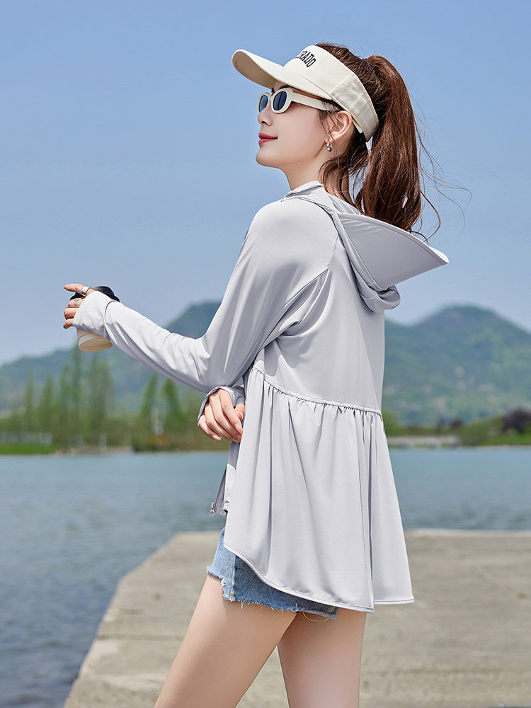 【茉寻征途系列】Adergsen冰感防晒衣女防紫外线透气大帽檐防晒服,女装防晒衣,以桐