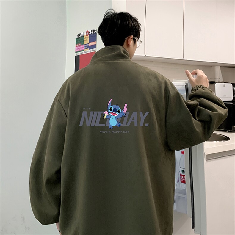 麂皮绒夹克男大码立领褂子外套JK85173-P68加绒款-P78,男装夹克,电商A040