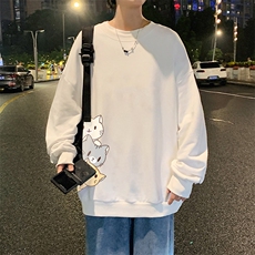 S6164-P28加绒款-P33秋季圆领卫衣男大码韩版宽松长袖外套，男装卫衣，电商A040