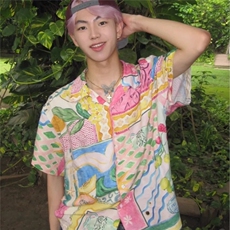 泰式慵懒度假风油画衬衫男女夏季短袖宽松休闲冰丝防晒衬衣薄外套，男装衬衫，星座601-1
