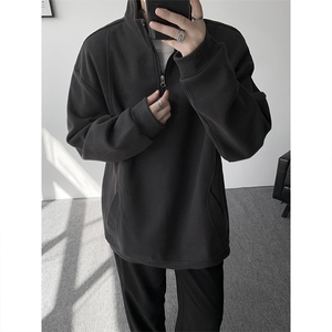 8XL-M重磅软糯美式半拉链立领卫衣男秋宽松大码复古POLO衫WY32P58图片