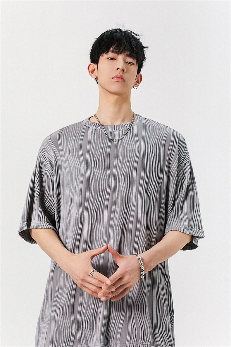 8XL-M特大码夏季短袖冰丝皱感透气T恤男潮垂感宽松半袖DX305P45,男装T恤,电商D206-1