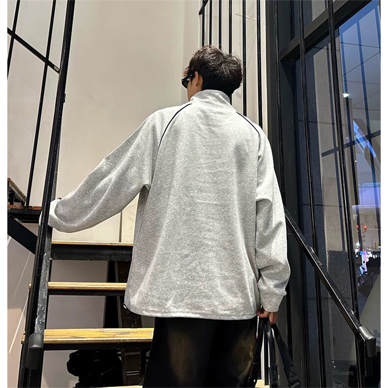 抖音得物高品质美式高街重磅结构织带高领立领印花卫衣AW6604,男装卫衣,电商A443