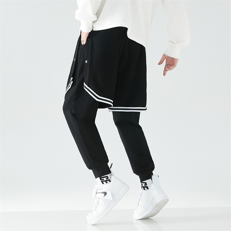 春季男士新款青少年酷霸假两件叠穿潮牌潮流修身休闲裤SK2118-P80,男装休闲裤,电商A128