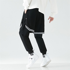 春季男士新款青少年酷霸假两件叠穿潮牌潮流修身休闲裤SK2118-P80，男装休闲裤，电商A128