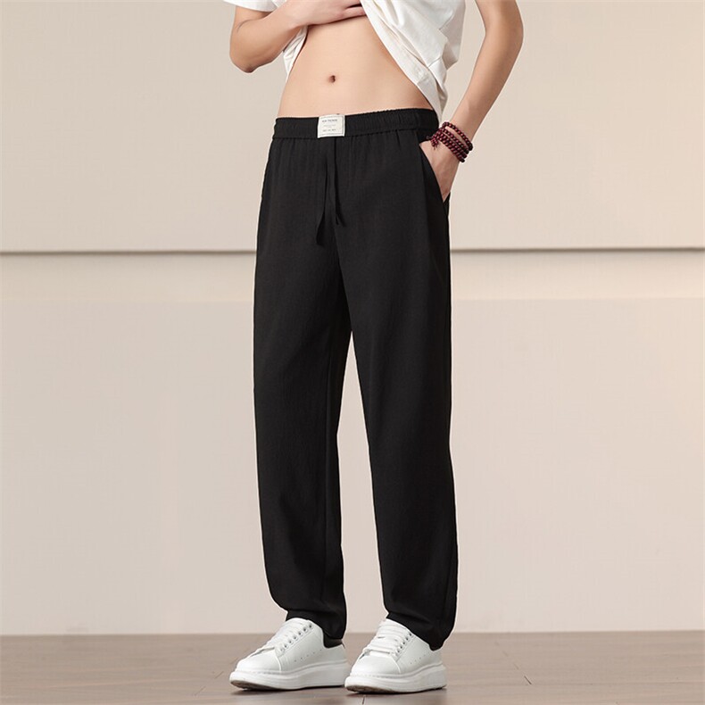2025春夏风冰丝休闲裤男宽松大码哈伦裤潮贴标小脚裤AK22P45,男装休闲裤,星座220-2