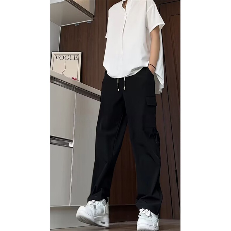 TZ05/P65夏季纯色冰丝polo衬衫休闲长裤两件套宽松上衣速干裤套装,男装衬衫,电商A141