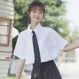 2025新款夏季JK制服短袖衬衫学院风软妹polo上衣班服衬衣女送领带