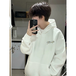 抖音得物 高品质印花连帽卫衣 秋冬装美式宽松连帽纯色卫衣ADL108图片
