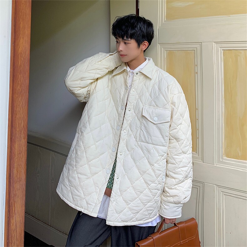 衬衫版型棉衣轻薄宽松格子设计感翻领棉服A170-M822-TP30,男装衬衫,电商A170